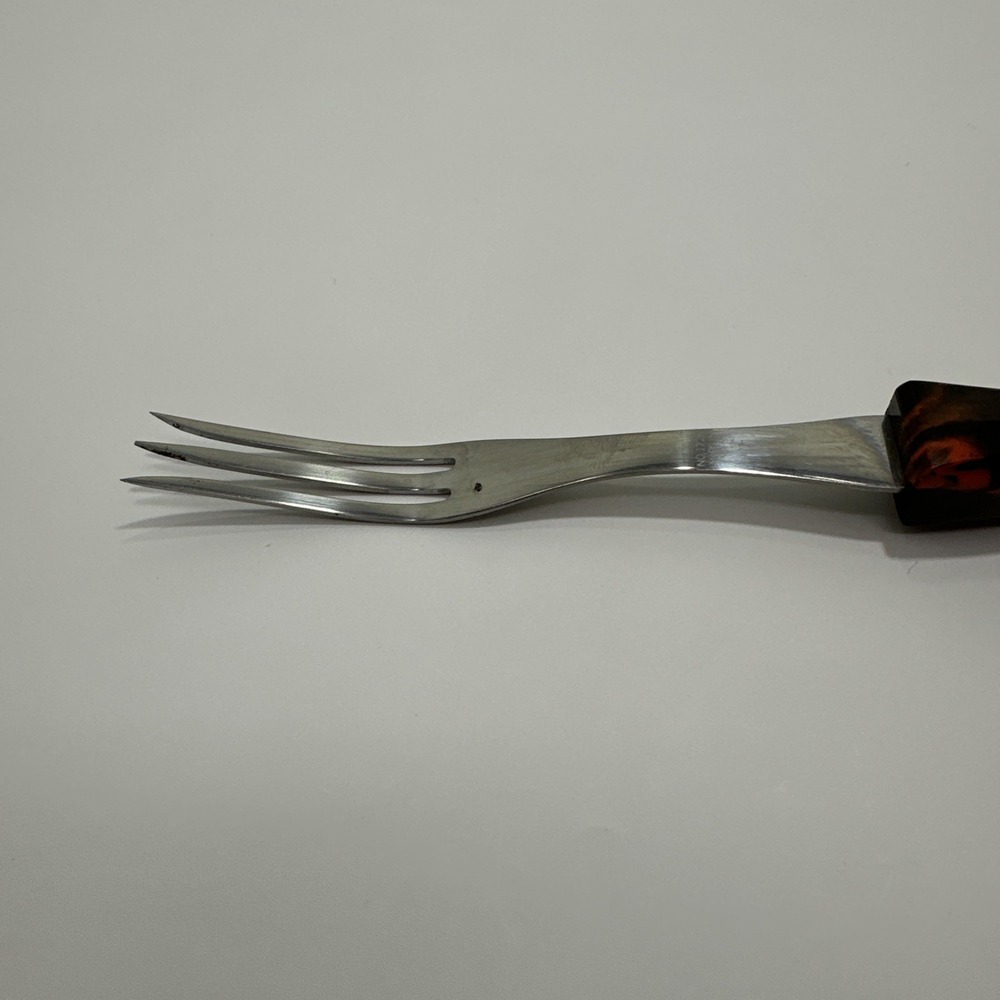 Vintage Cutco 1726 Serving Fork Classic Brown Orange Handle USA Stainless Steel - Picture 4 of 10